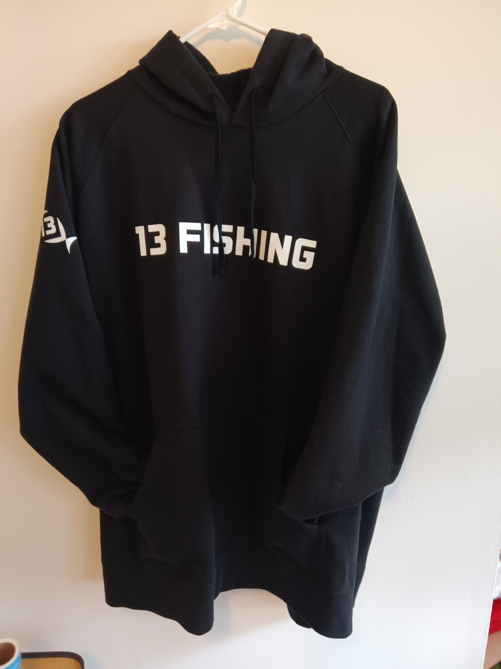 13 Fishing  Black Hoodie with White 13 Fishing Logo